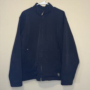 Ariat Men’s Softshell Black Jacket L Full Zip Fleece Lined Work Wear Packable